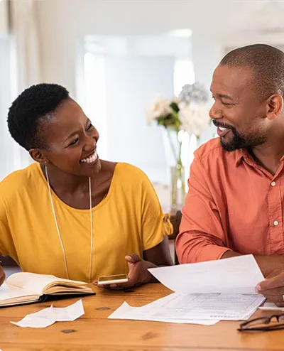 Couple looking over paperwork