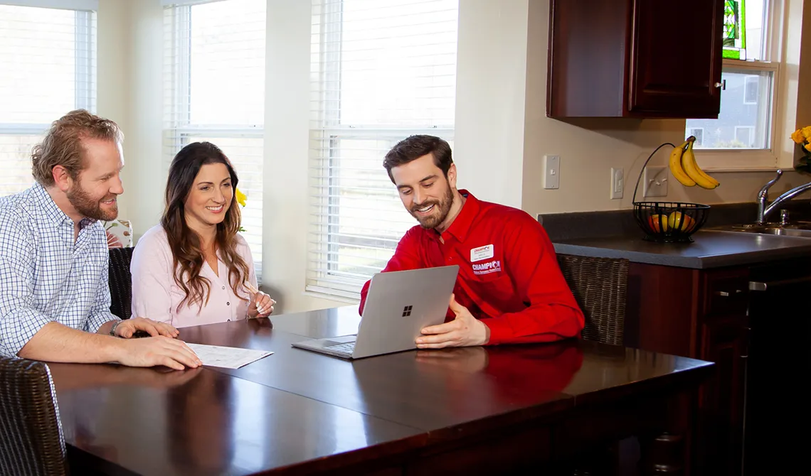 Champion customers discussing financing