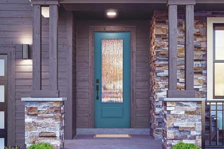 3/4 Lite Entry Door; 'Mistify' Glass; 'Wanderlust' Finish