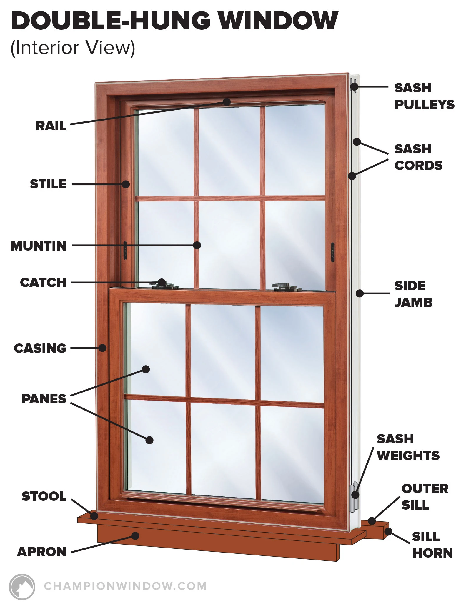 Double-hung window diagram