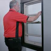 Champion employee removing slider window sash