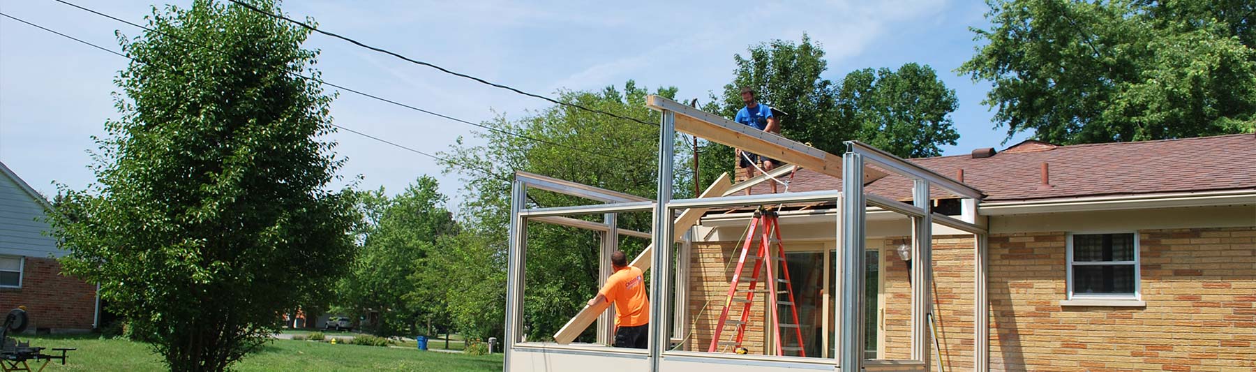 Champion sunroom being installed