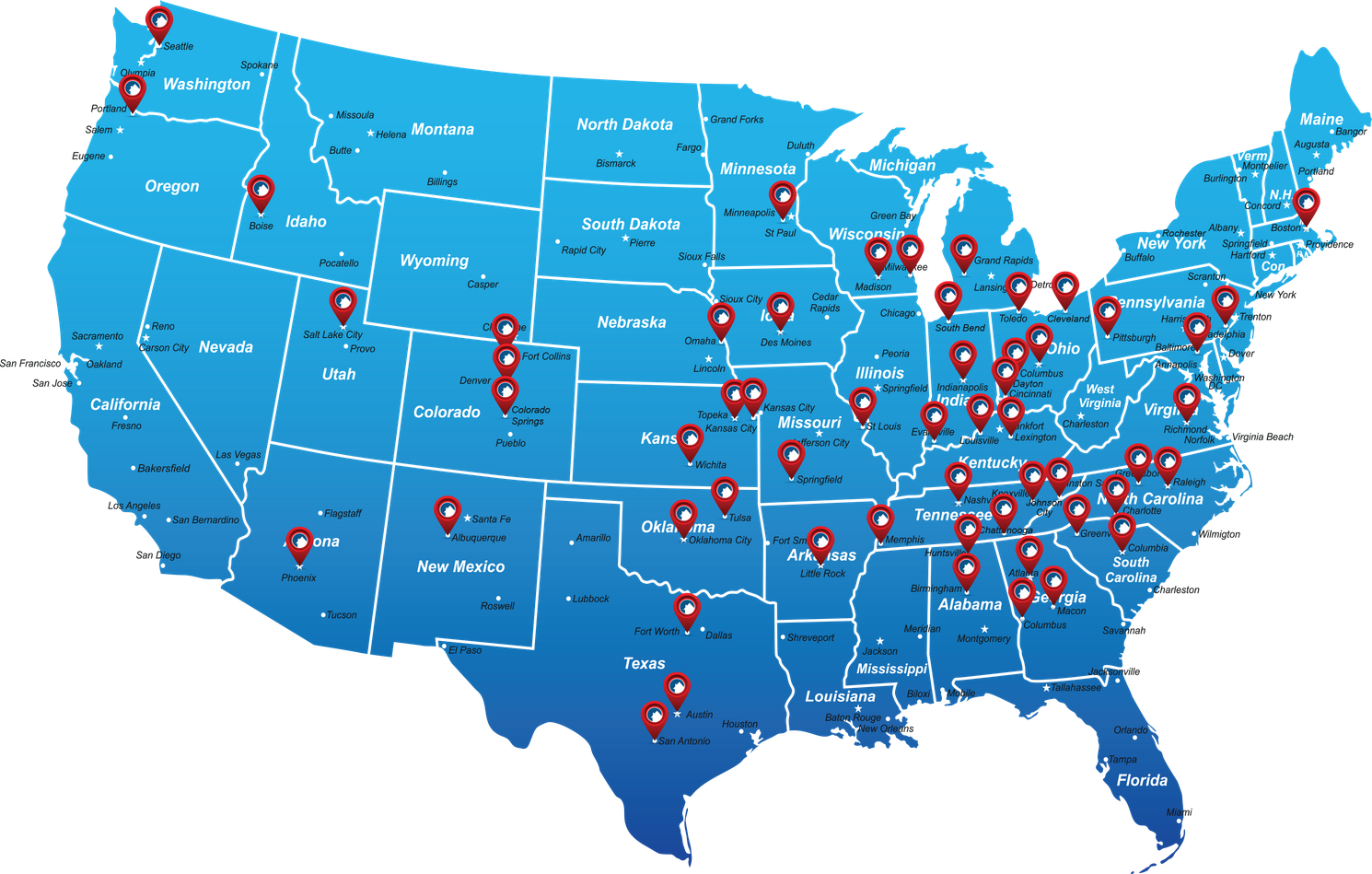 Champion Locations map